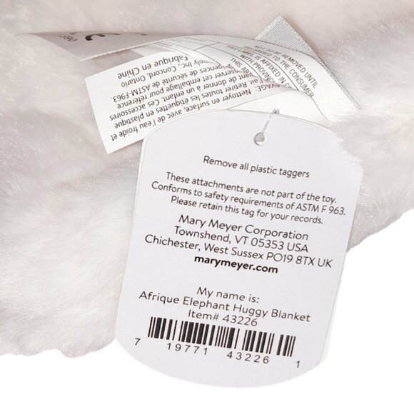 Mary Meyer Afrique Huggy Elephant Ivory Security Lovey Baby Blanket 12" X 12" - Picture 5 of 5